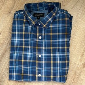 Mens Banana Republic plaid button up dress shirt size Medium Tailored slim fit